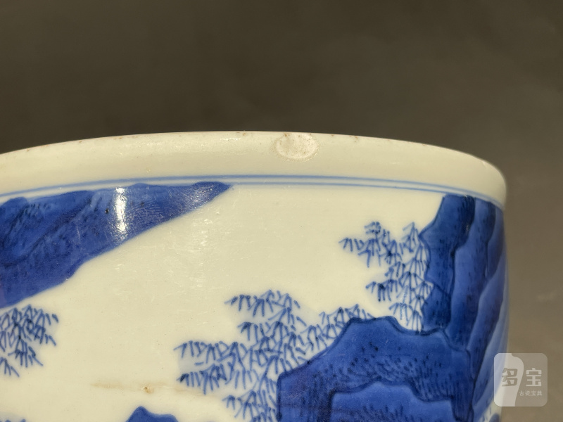 明崇祯 青花童子牧牛图小案缸 - 图12